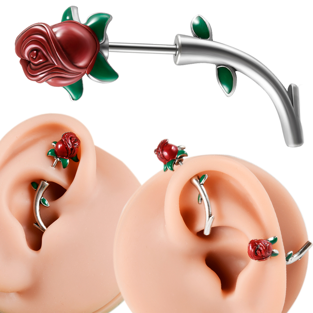 1 szt. Kwiat czerwonej róży ze – Body Jewelry Surgical Steel recenzja i cena