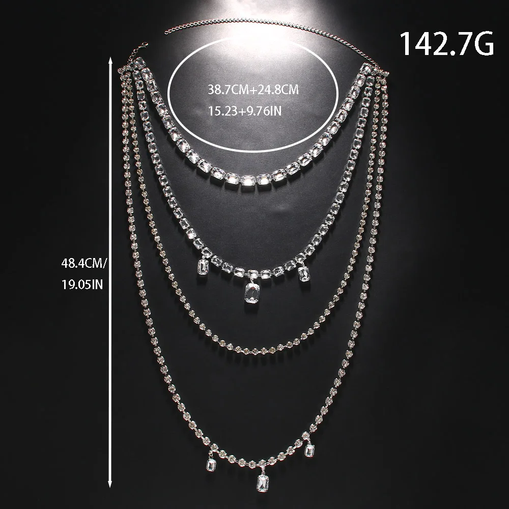 Połysk Rhinestone długi frędze – Body Jewelry Necklace recenzja i cena